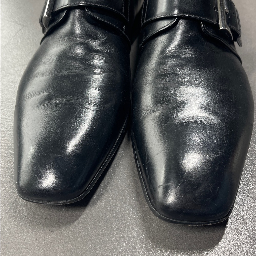 Prada Black Leather Single Monk Strap Oxfords Mens Dress Shoes Leather Size 6 - Picture 5 of 10